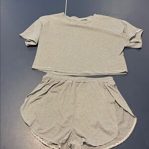 Striped Black and White Two-Piece Set